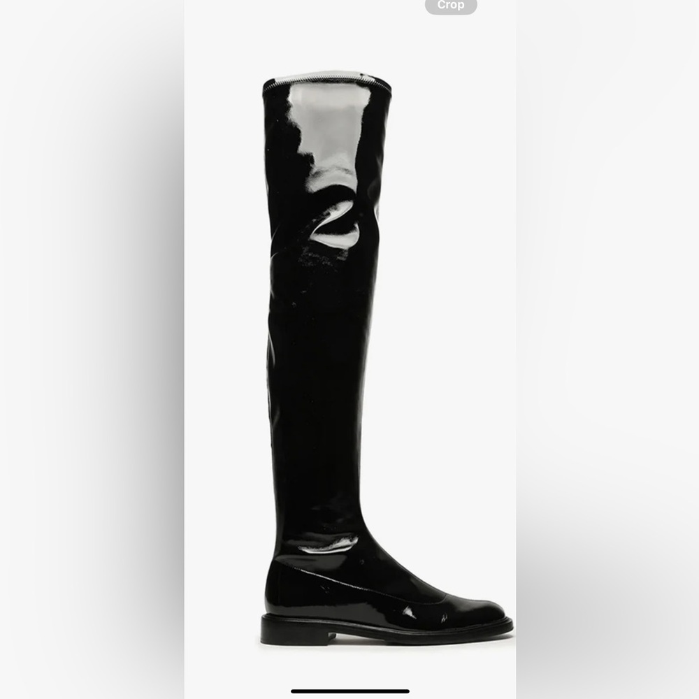 Schutz kaolin over the knee patent boots.